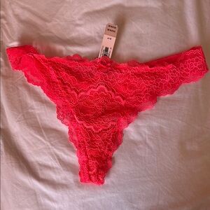 Victoria’s  Secret Lace Thong Panties in Vibrant Pink [New]